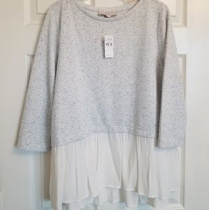 LOFT mixed media peplum top